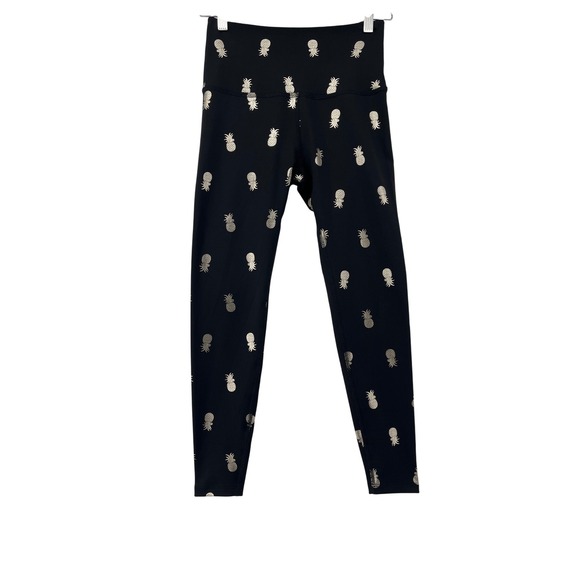 Beyond‎ Yoga Black Gold Pineapple Print Leggings High Waisted Size S - Picture 2 of 9